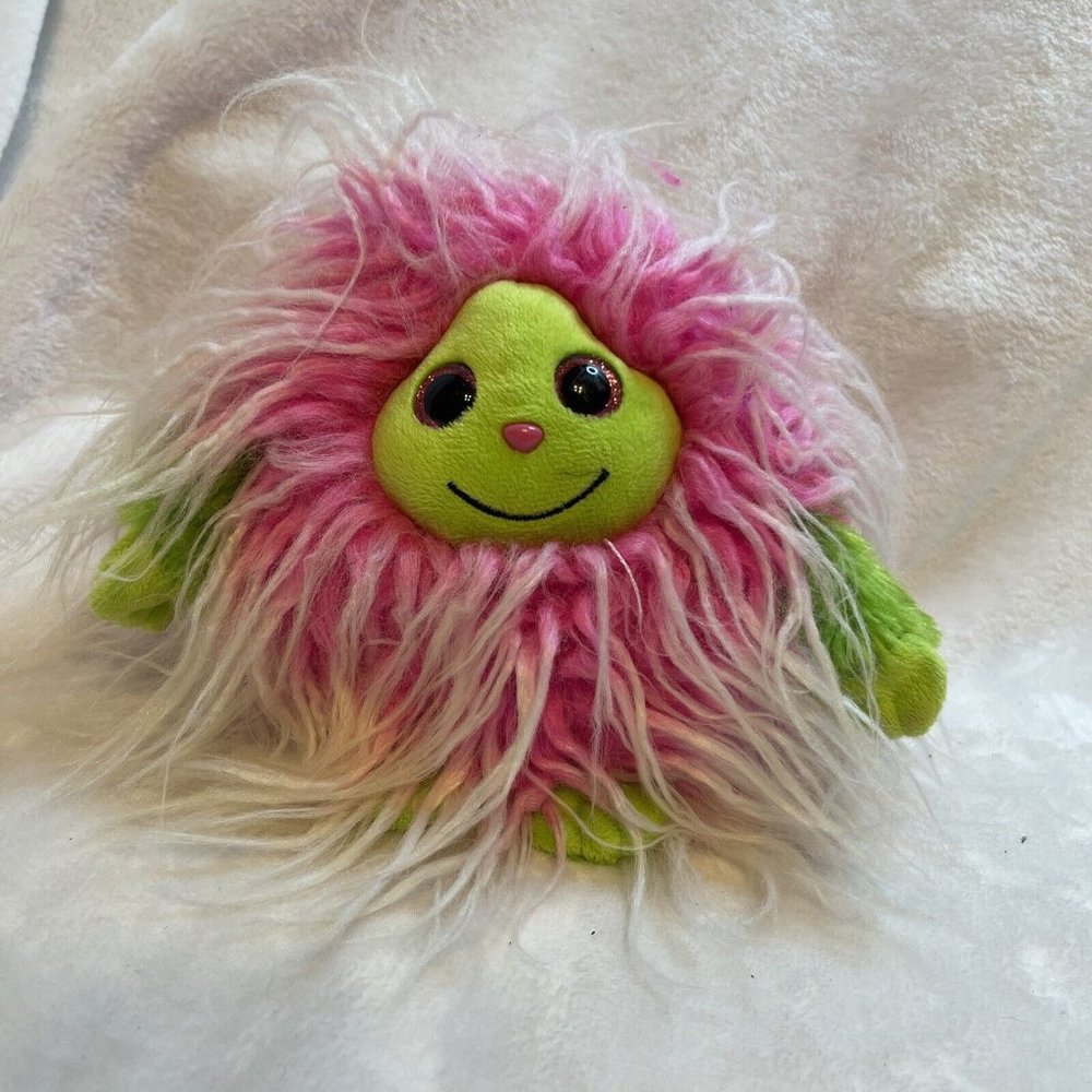 Ty Monstaz‎ Frizzy Long Hair Pink Monster Plush Toy Stuffed Animal No Tags